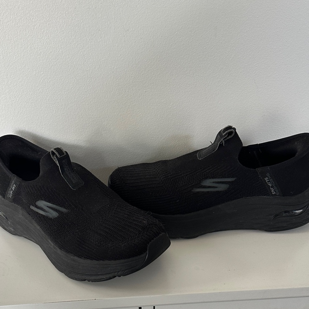 Skechers Black Slip-On Knit Walking Shoes wide